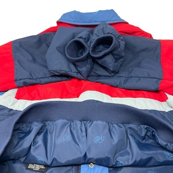 VTG 80s Roffe USA Men’s Thinsulate Red White Blue Ski Coat Size L Color Block - Picture 6 of 14